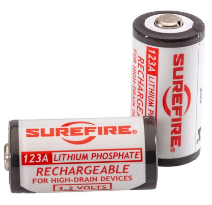 SUREFIRE TWO LFP123 LI-FE-PH RECHARGEABLE CELLS, CARDED