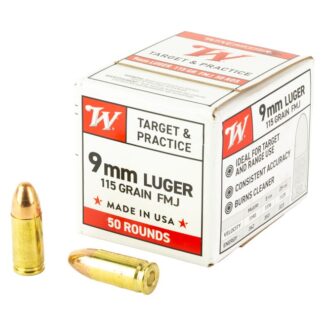 Winchester 9mm, USA Target, 115gr, FMJ, 50rd Box