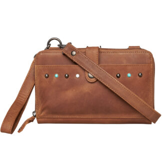 Concealed Carry Millie Leather Crossbody Organizer by Lady Conceal - Small Cognac