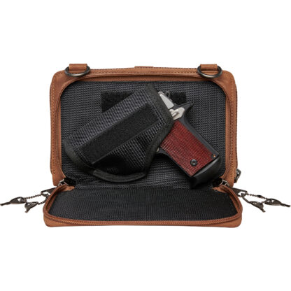 Concealed Carry Millie Leather Crossbody Organizer by Lady Conceal - Small Cognac
