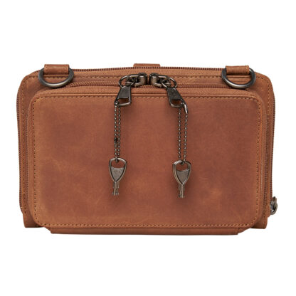 Concealed Carry Millie Leather Crossbody Organizer by Lady Conceal - Small Cognac