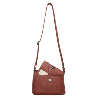 Concealed Carry Kinsley Crossbody with RFID Slim Wallet by Lady Conceal - Mahogany