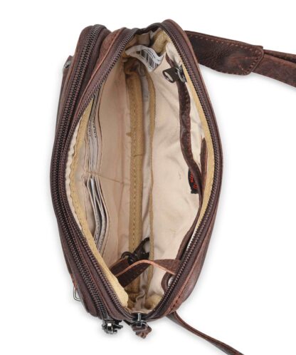 Concealed Carry Kailey Leather Fanny Pack/Sling by Lady Conceal - Mahogany with Studs