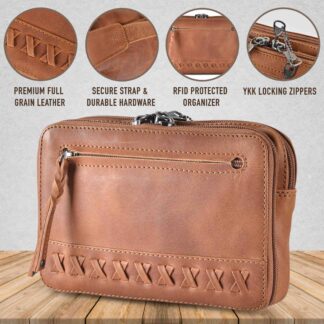 Concealed Carry Kailey Leather Fanny Pack/Sling by Lady Conceal - Cognac