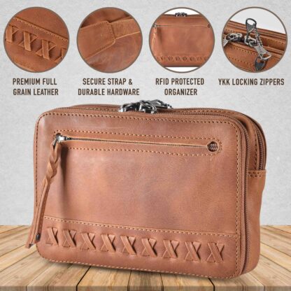 Concealed Carry Kailey Leather Fanny Pack/Sling by Lady Conceal - Cognac
