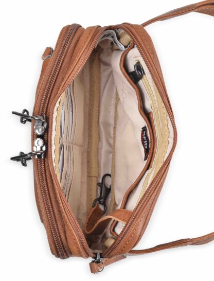 Concealed Carry Kailey Leather Fanny Pack/Sling by Lady Conceal - Cognac