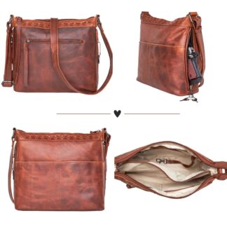 Concealed Carry Faith Leather Crossbody by Lady Conceal - Cognac
