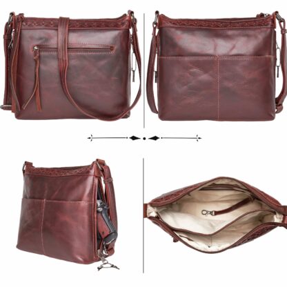 Concealed Carry Faith Leather Crossbody by Lady Conceal - Dark Mahogany