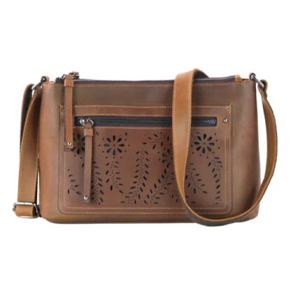 Concealed Carry Brynlee Leather Crossbody by Lady Conceal - Distressed Brown
