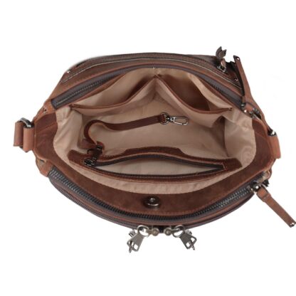 Concealed Carry Brynlee Leather Crossbody by Lady Conceal - Distressed Brown