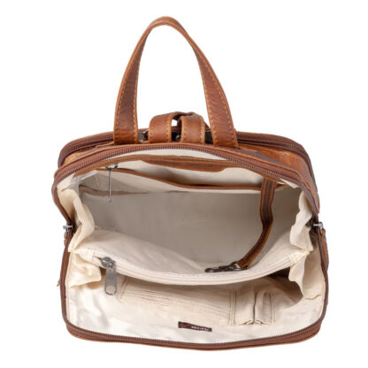 Concealed Carry Jayden Leather Backpack by Lady Conceal - Cognac