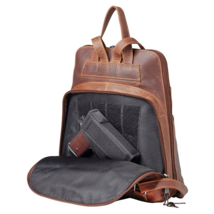 Concealed Carry Jayden Leather Backpack by Lady Conceal - Cognac