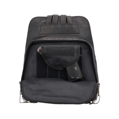 Concealed Carry Jayden Leather Backpack by Lady Conceal - Black