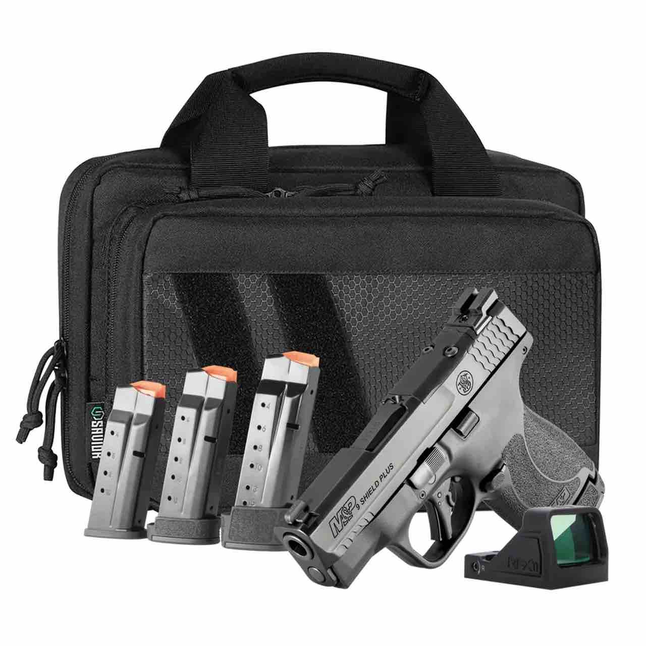S&W Shield Plus 9MM OR NTS 4-Mags RFX11 Green Dot, Savior Bag